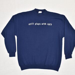 Santee Still Plays With Cars Sweatshirt Cotton Blue 2XL USA Vintage WirelessToo